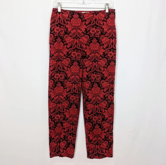 Vintage 90’s Y2K Talbots sz 10 Stretch Cropped Damask Floral Straight Leg Pants - Picture 1 of 10